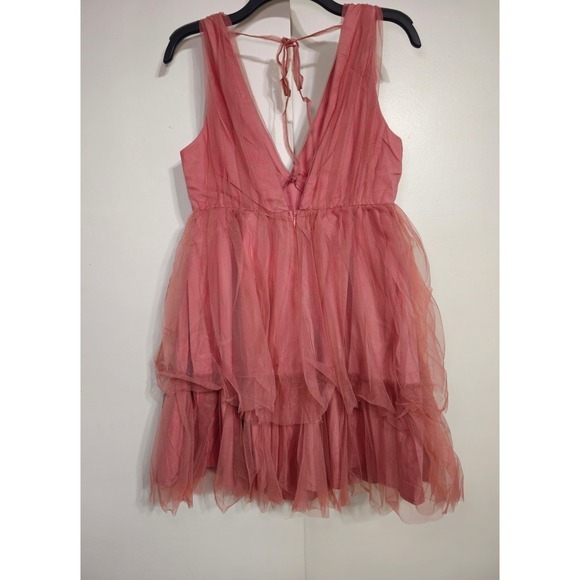 Le Lis Babydoll Dress Rose Tulle Ruffle Mini Party Cocktail Size M NWT - Picture 2 of 9